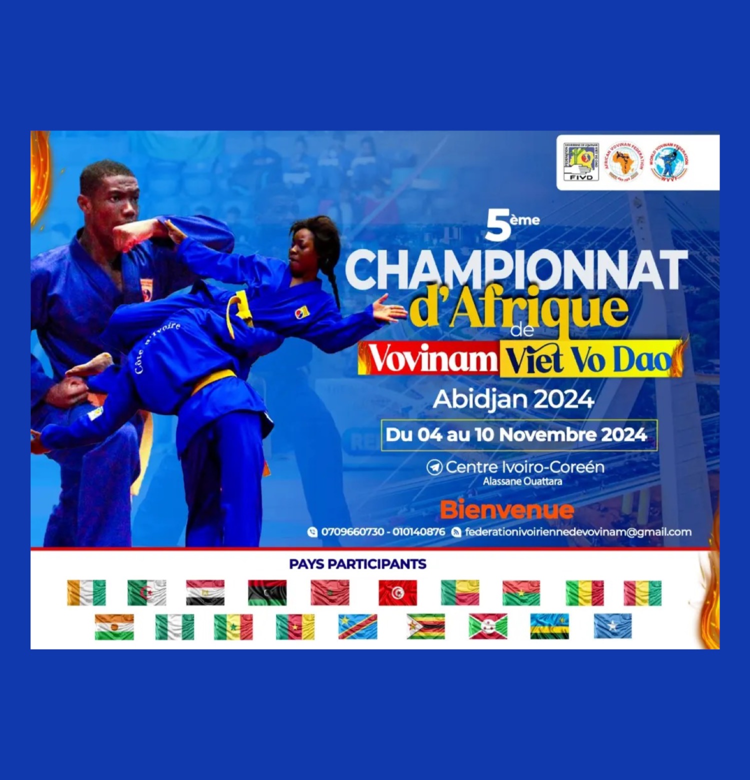 Le 5ème Championnat d’Afrique de Vovinam Viet Vo Dao se tiendra à Abidjan !